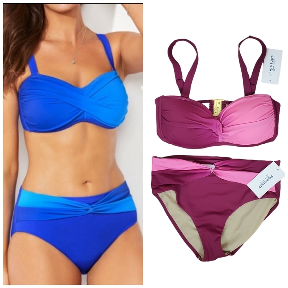 Swimsuits For All Other - Swimsuits For All 2-piece Burgundy Pink Ombré Bikini - size 10 Bottoms 8 Top